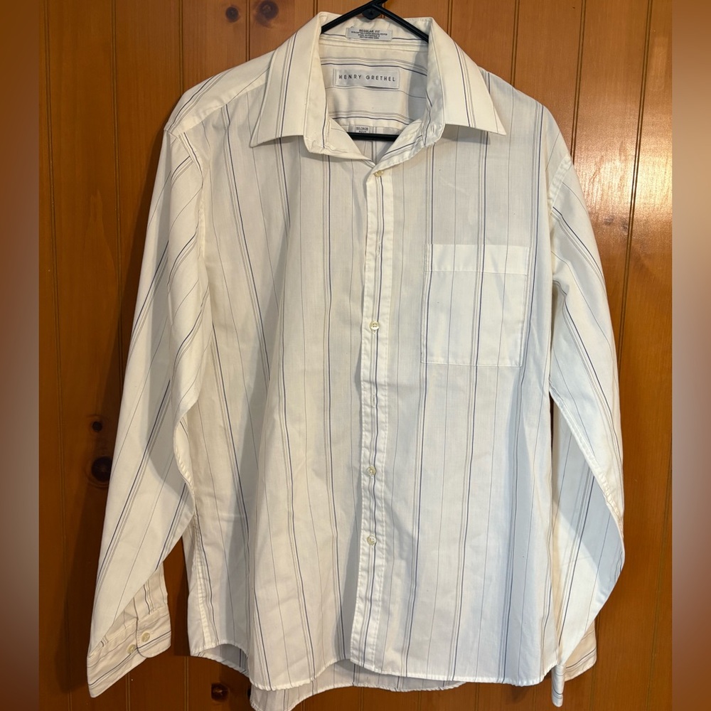 Henry Grethel Men's Long Sleeve Button Dress Shirt size 16.5 34/35 regular fit